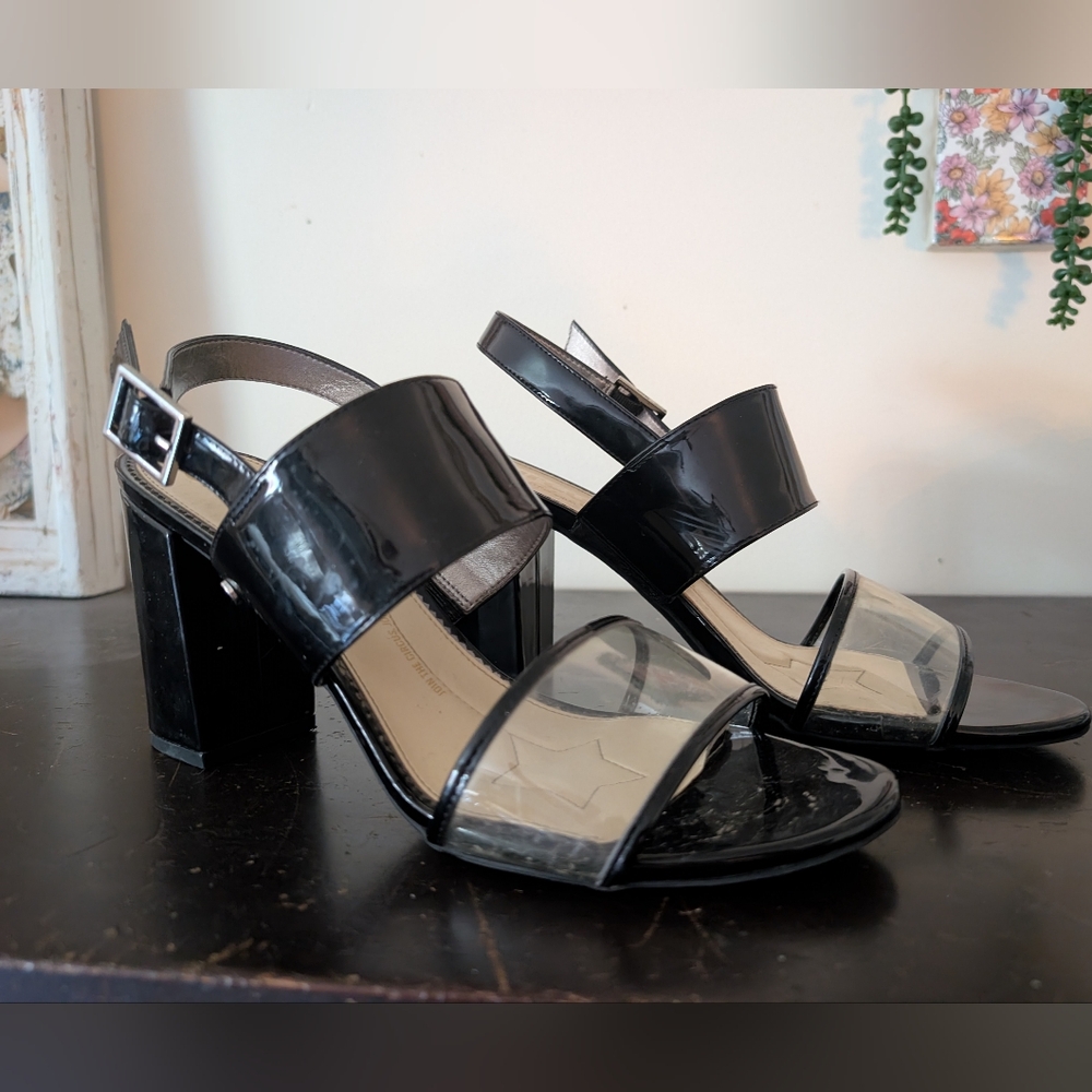 Black‎ And Clear Chunky Heels